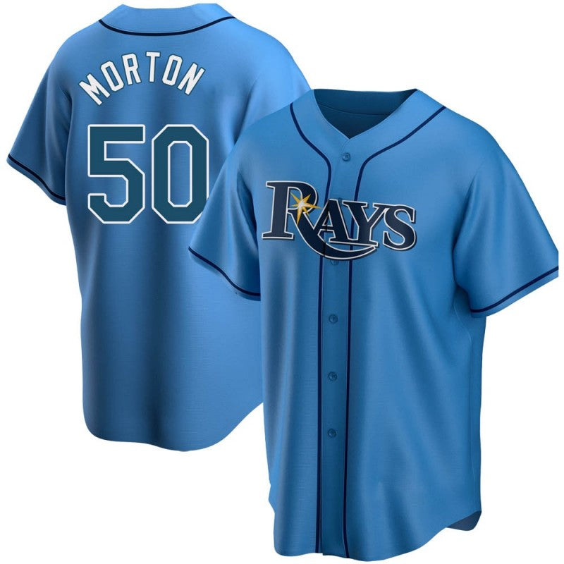 Tampa Bay Rays Replica #50 Charlie Morton Light Blue Fotopoulosg Alternate Jersey