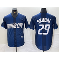 Detroit Tigers #29 Tarik Skubal 2024 Navy Fotopoulosg City Connect Cool Base Limited Stitched Jersey
