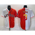 Houston Astros #3 Jeremy Pena White Orange Fotopoulosg Split Stitched Jersey 2