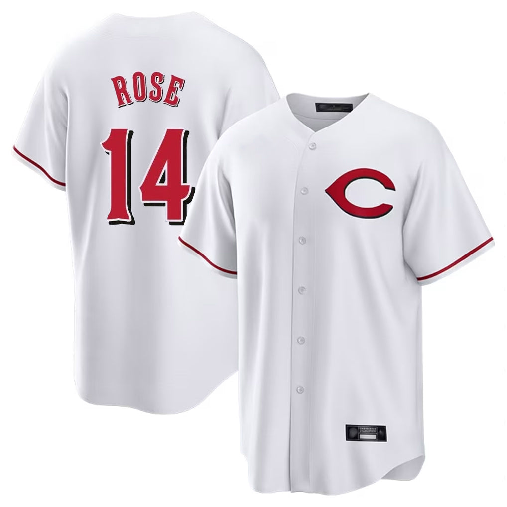 Cincinnati Reds #14 Pete Rose Player White Fotopoulosg Home Game Stitched Jerseys