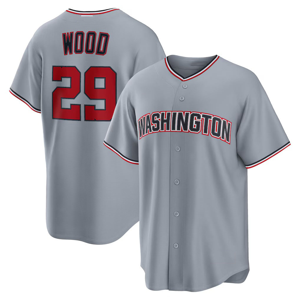 Washington Nationals #29 James Wood Gray Fotopoulosg Road Replica Jersey