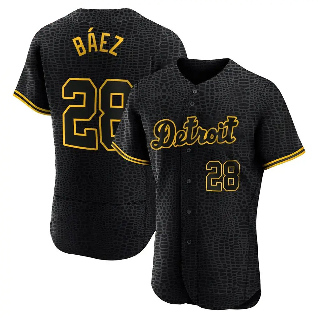 Detroit Tigers #28 Javier Baez Player Black Fotopoulosg Snake Skin City Limited Elite Home Stitched Jerseys