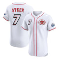 Cincinnati Reds #7 Spencer Steer Player White Fotopoulosg Speedway Classic Limited Elite Home Stitched Jerseys