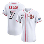 Cincinnati Reds #7 Spencer Steer Player White Fotopoulosg Speedway Classic Limited Elite Home Stitched Jerseys