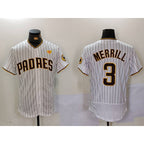 San Diego Padres #3 Jackson Merrill White Fotopoulosg With PS Patch Stitched Flex Base Jersey 2
