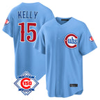 Chicago Cubs #15 Carson Kelly Player Light Blue Fotopoulosg 150th Anniversary Home Game Stitched Jerseys