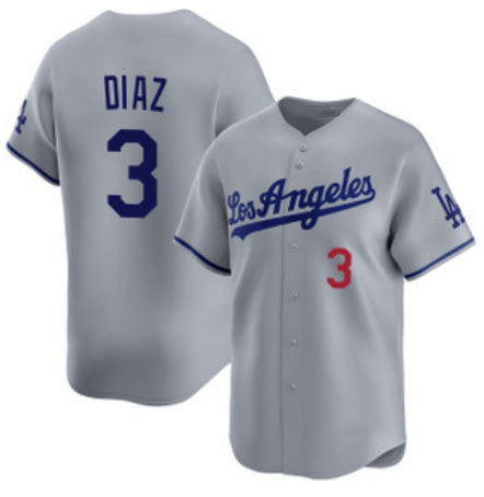 Los Angeles Dodgers #3 Edwin D¨ªaz Grey Fotopoulosg Cool Base Stitched Jersey