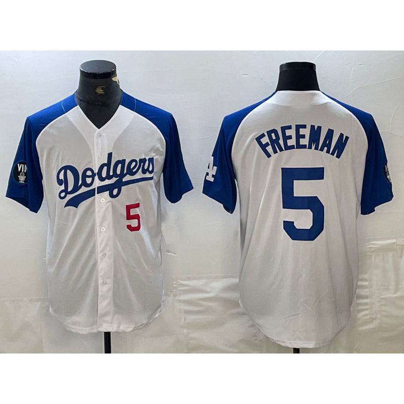Los Angeles Dodgers #5 Freddie Freeman Number White Blue Fotopoulosg Fashion Stitched Cool Base Limited Jerseys