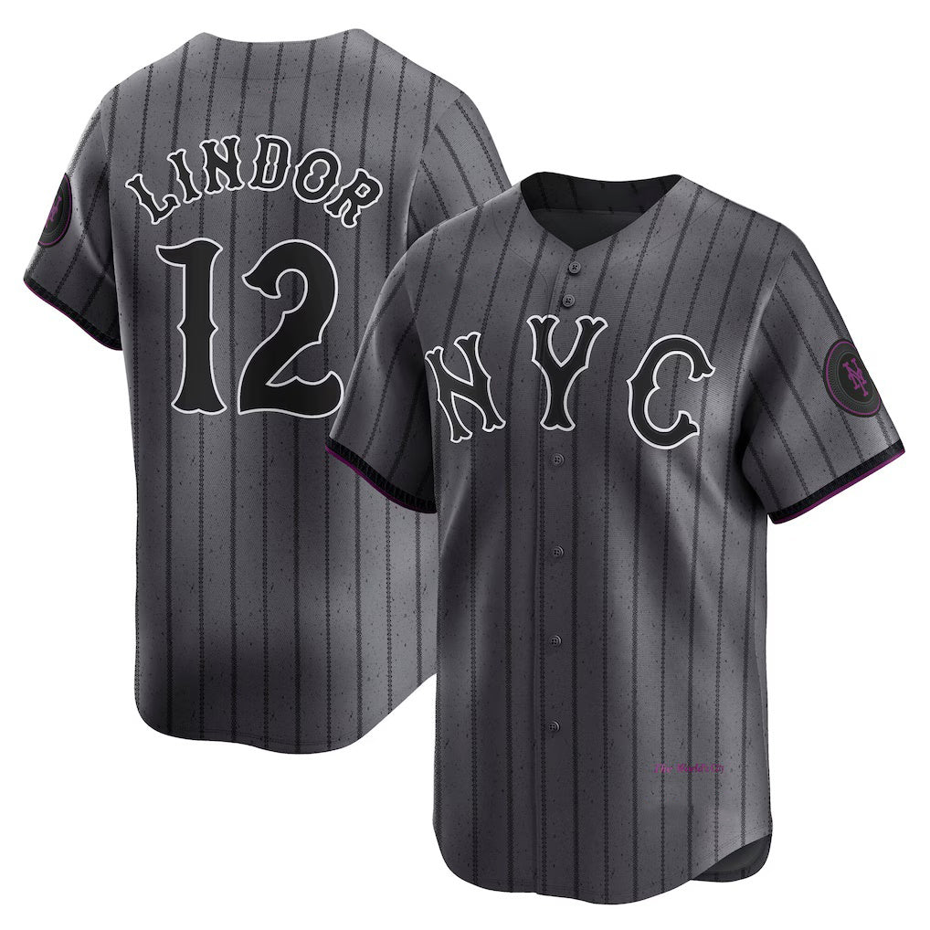 New York Mets #12 Francisco Lindor Gray Fotopoulosg City Connect Limited Player Jersey