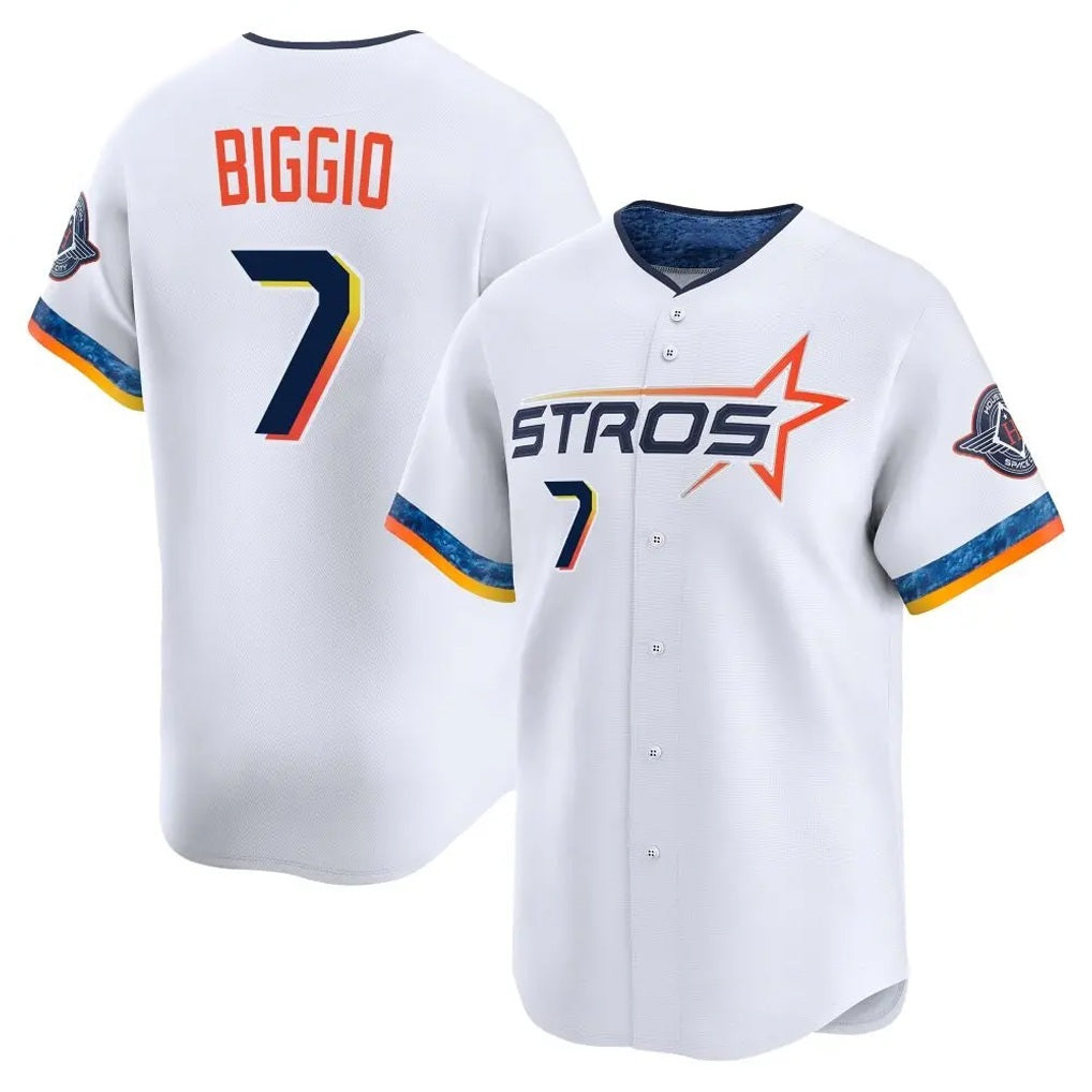 Houston Astros #7 Craig Biggio Player White Fotopoulosg City Connect Limited Home Stitched Jerseys