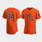 Houston Astros #34 Nolan Ryan Orange Fotopoulosg 60th Anniversary Flex Base Stitched Jersey