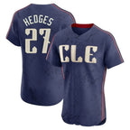 Cleveland Guardians #27 Austin Hedges Player Navy Fotopoulosg City Connect Limited Elite Home Stitched Jerseys
