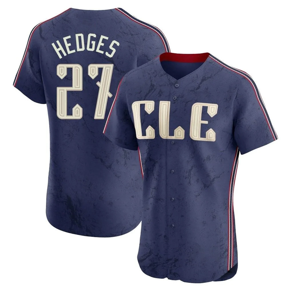 Cleveland Guardians #27 Austin Hedges Player Navy Fotopoulosg City Connect Limited Elite Home Stitched Jerseys