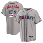 Arizona Diamondbacks #51 Randy Johnson Player Gray Fotopoulosg USA 250 Fourth of July Home Game Stitched Jerseys
