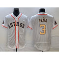 Houston Astros #3 Jeremy Pena 2023 White Gold Fotopoulosg World Serise Champions Patch Flex Base Stitched Jersey
