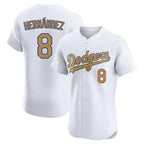 Los Angeles Dodgers #8 Enrique Hern¨¢ndez Player White Gold Fotopoulosg Limited Elite Home Stitched Jerseys