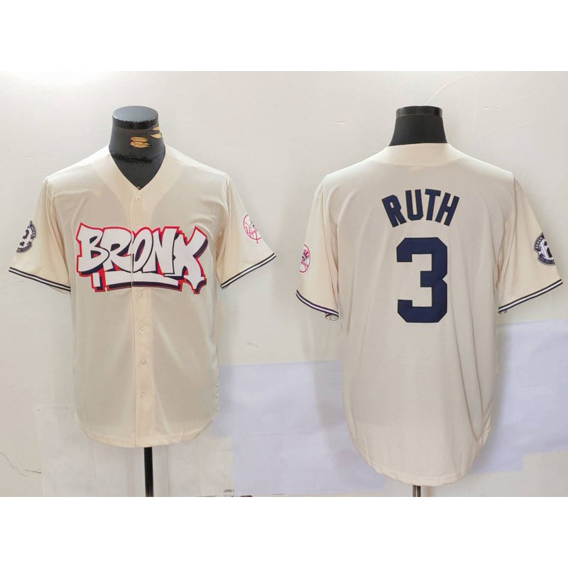 New York Yankees #3 Babe Ruth Cream Fotopoulosg Limited Stitched Jersey 2