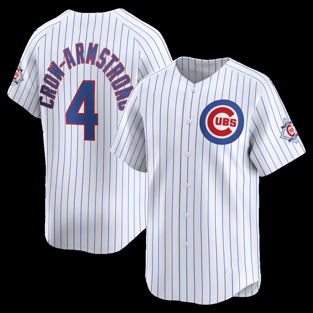 Chicago Cubs #4 Pete Crow-Armstrong White Fotopoulosg 150th Anniversary Limited Jersey