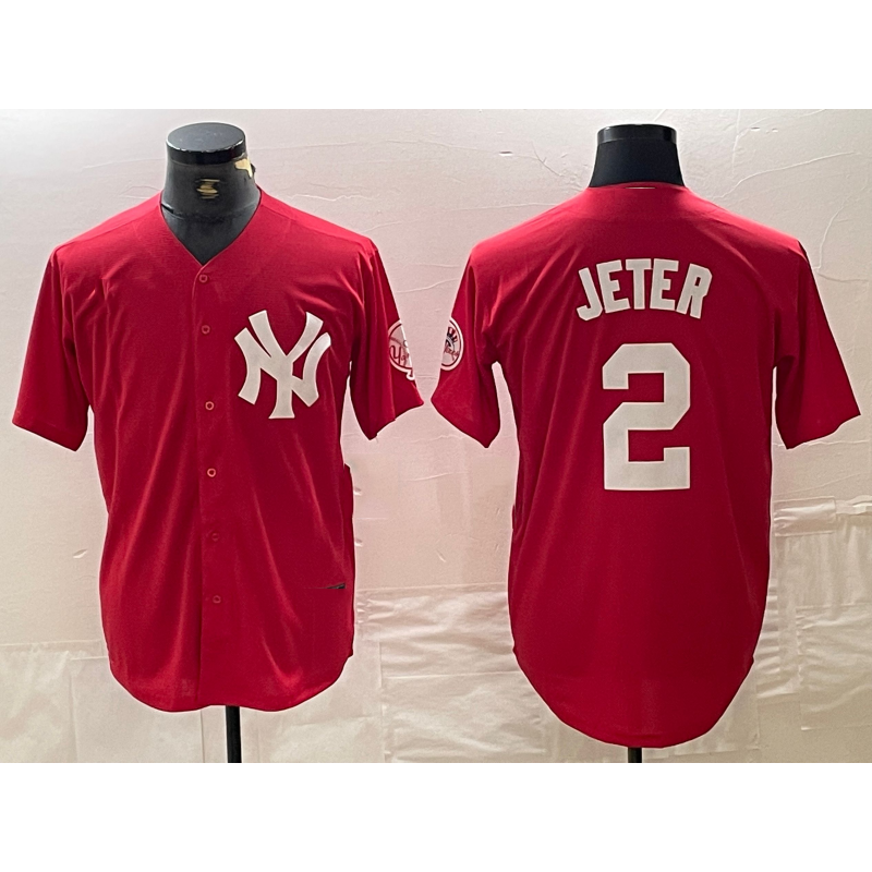 New York Yankees #2 Derek Jeter Red Fotopoulosg Fashion Cool Base Jersey