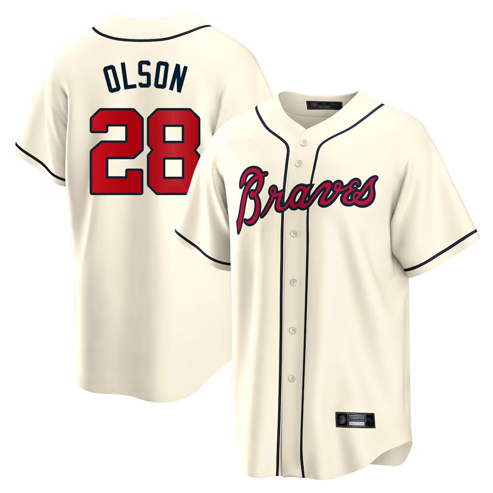 Atlanta Braves #28 Matt Olson Player Cream Fotopoulosg Home Game Stitched Jerseys