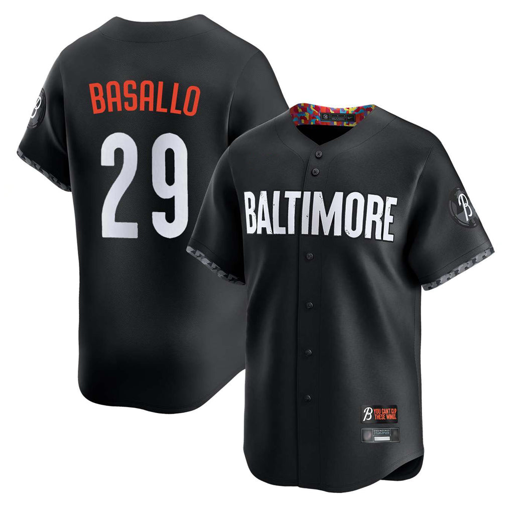 Baltimore Orioles #29 Samuel Basallo Player Black Fotopoulosg City Connect Limited Home Game Stitched Jerseys