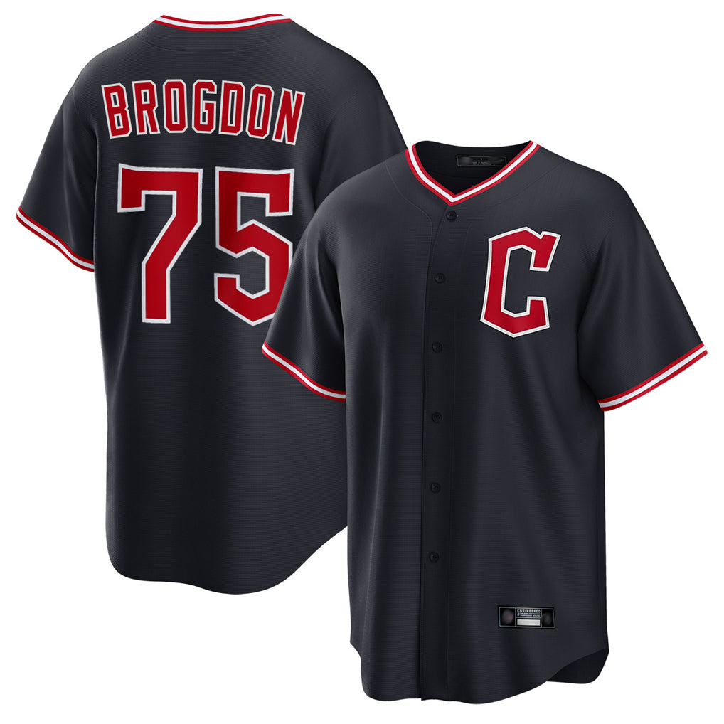 Cleveland Guardians #75 Connor Brogdon Player Navy Fotopoulosg Home Game Stitched Jerseys