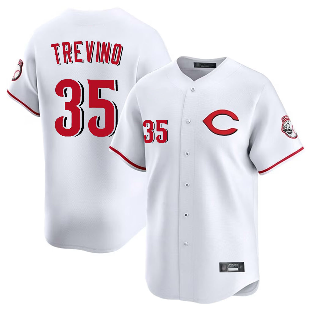Cincinnati Reds #35 Jose Trevino Player White Fotopoulosg Limited Home Stitched Jerseys