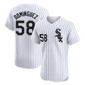 Chicago White Sox #58 Seranthony Dominguez Player White Fotopoulosg Stripe Limited Elite Home Stitched Jerseys