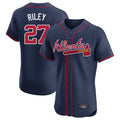 Atlanta Braves #27 Austin Riley Player Navy Fotopoulosg Limited Elite Home Game Stitched Jerseys