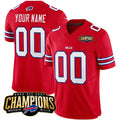 Custom B.Bills Active Player Red Fotopoulosg 2023 F.U.S.E. AFC East Champions Ptach Stitched Jersey