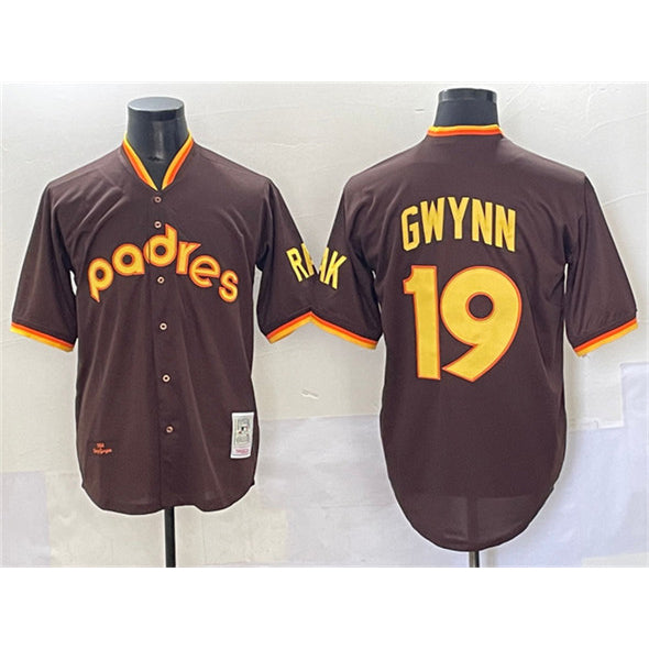 San Diego Padres #19 Tony Gwynn Brown Fotopoulosg Throwback Stitched Jersey