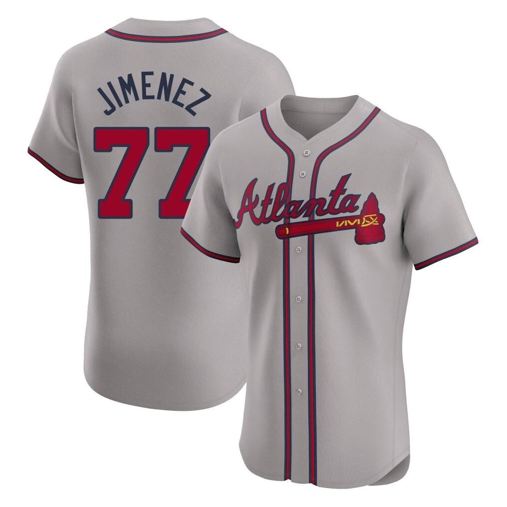 Atlanta Braves #77 Joe Jimenez Player Gray Fotopoulosg Limited Elite Home Game Stitched Jerseys