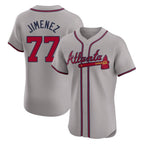 Atlanta Braves #77 Joe Jimenez Player Gray Fotopoulosg Limited Elite Home Game Stitched Jerseys