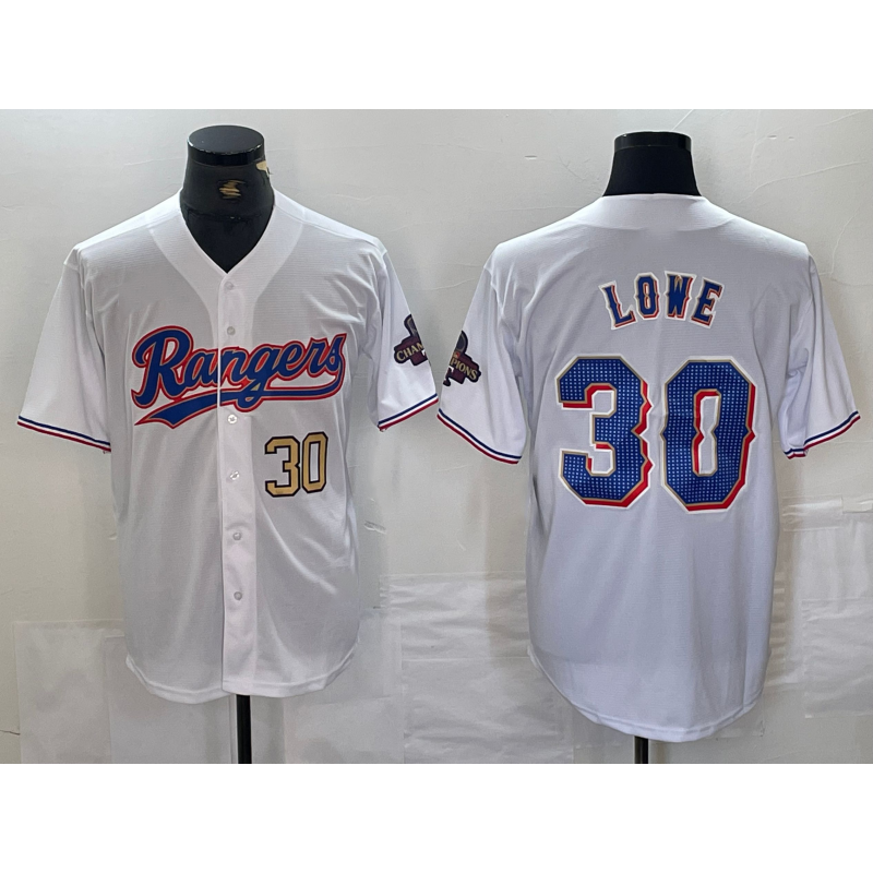 Texas Rangers #30 Nathaniel Lowe Number White Fotopoulosg 2024 Gold Collection Limited Cool Base Jersey 2
