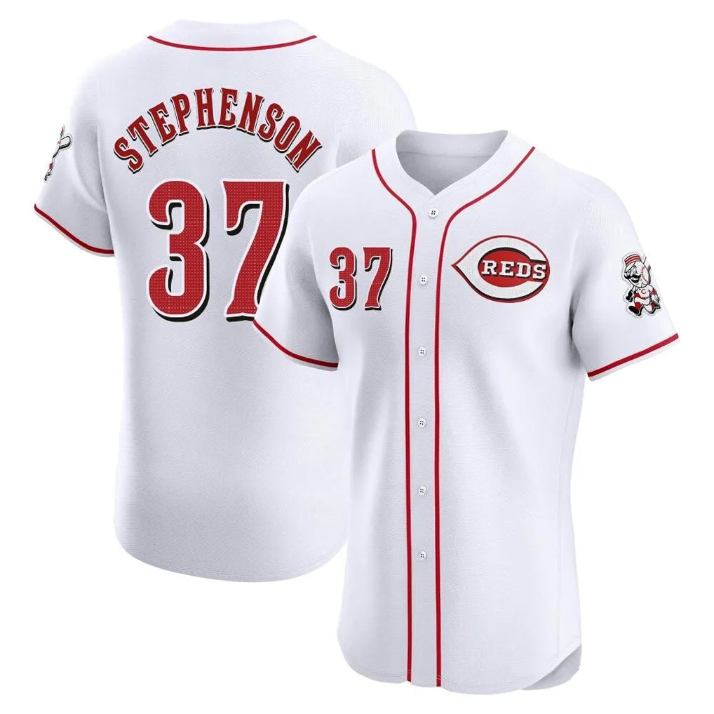 Cincinnati Reds #37 Tyler Stephenson Player White Fotopoulosg Limited Elite Home Stitched Jerseys
