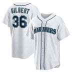 Seattle Mariners #36 Logan Gilbert White Fotopoulosg Home Replica Jersey