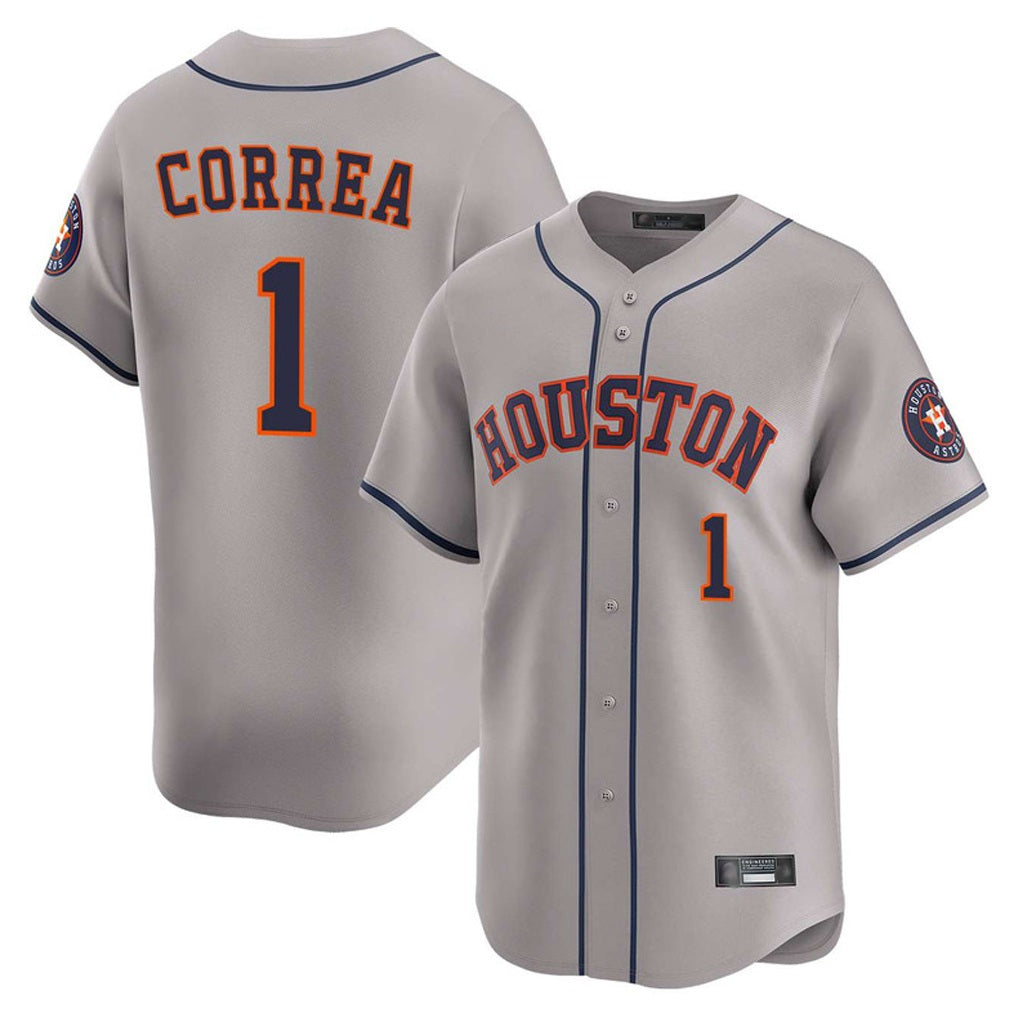 Houston Astros #1 Carlos Correa Player Gray Fotopoulosg Home Limited Stitched Jerseys