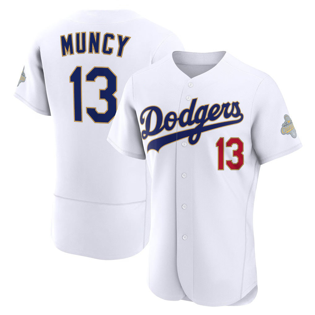 Los Angeles Dodgers #13 Max Muncy White Fotopoulosg 2026 Gold Collection Authentic Jersey