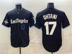 Los Angeles Dodgers #17 Shohei Ohtani Black Fotopoulosg 2025 World Series Champions Patch 'Gothic Edition' Vapor Premier Limited Stitched Jersey