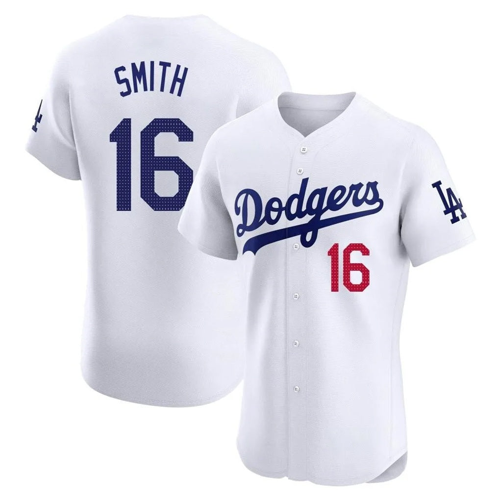 Los Angeles Dodgers #16 Will Smith Player White Fotopoulosg Limited Elite Home Stitched Jerseys