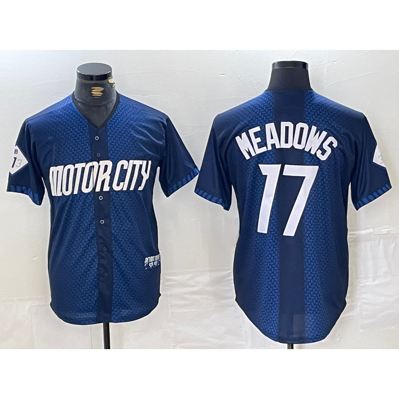 Detroit Tigers #17 Parker Meadows Navy Fotopoulosg 2024 City Connect Cool Base Limited Stitched Jersey