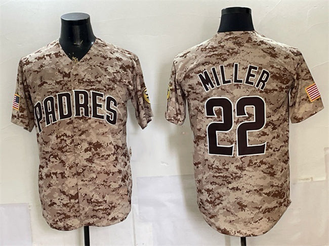 San Diego Padres #22 Mason Miller Tan Fotopoulosg Camo Cool Base Stitched Jersey
