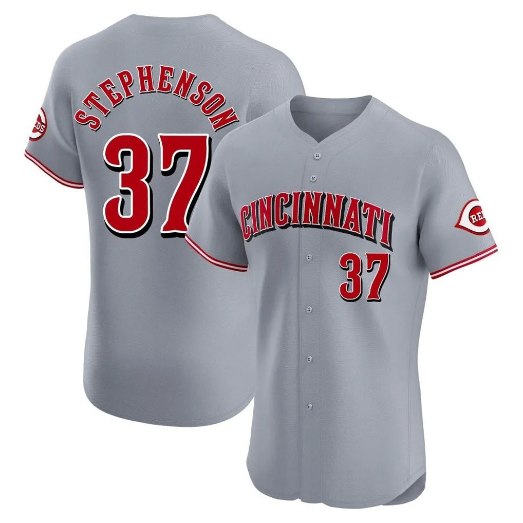 Cincinnati Reds #37 Tyler Stephenson Player Gray Fotopoulosg Limited Elite Home Stitched Jerseys