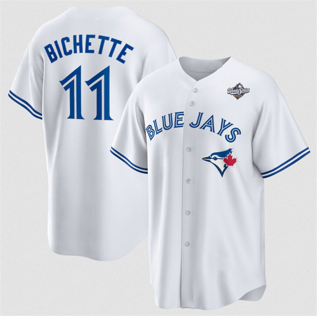 Toronto Blue Jays #11 Bo Bichette White Fotopoulosg 2025 World Series Home Cool Base Stitched Jersey