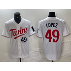 Minnesota Twins #49 Pablo Lopez Number White Fotopoulosg Stitched Cool Base Jersey