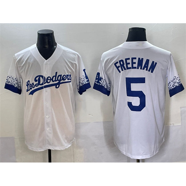 Los Angeles Dodgers #5 Freddie Freeman White Fotopoulosg City Connect Cool Base Stitched Jersey
