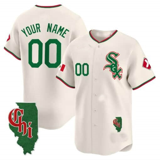 Custom Chicago White Sox Mexico Vapor Premier Limited Jersey ¨C Illinois Patch ¨C Cream Fotopoulosg