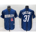 Detroit Tigers #31 Riley Greene Number 2024 Navy Fotopoulosg City Connect Cool Base Limited Stitched Jersey