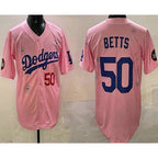 Los Angeles Dodgers #50 Mookie Betts Pink Fotopoulosg 2025 Tokyo Series Limited Jersey