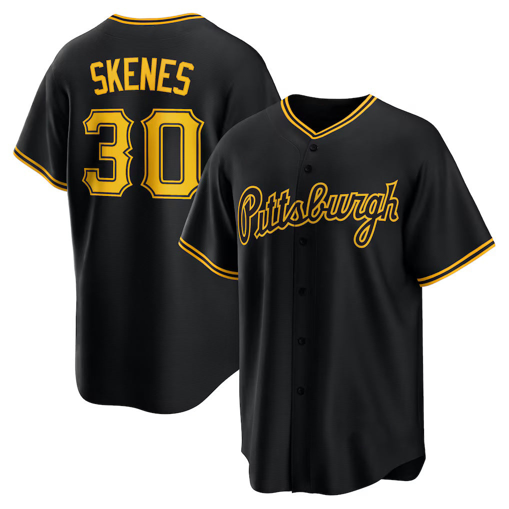 Pittsburgh Pirates #30 Paul Skenes Black Fotopoulosg Alternate 2 Replica Jersey